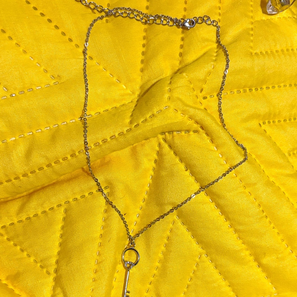 Delicate Key Pendant Necklace - Silver Tone